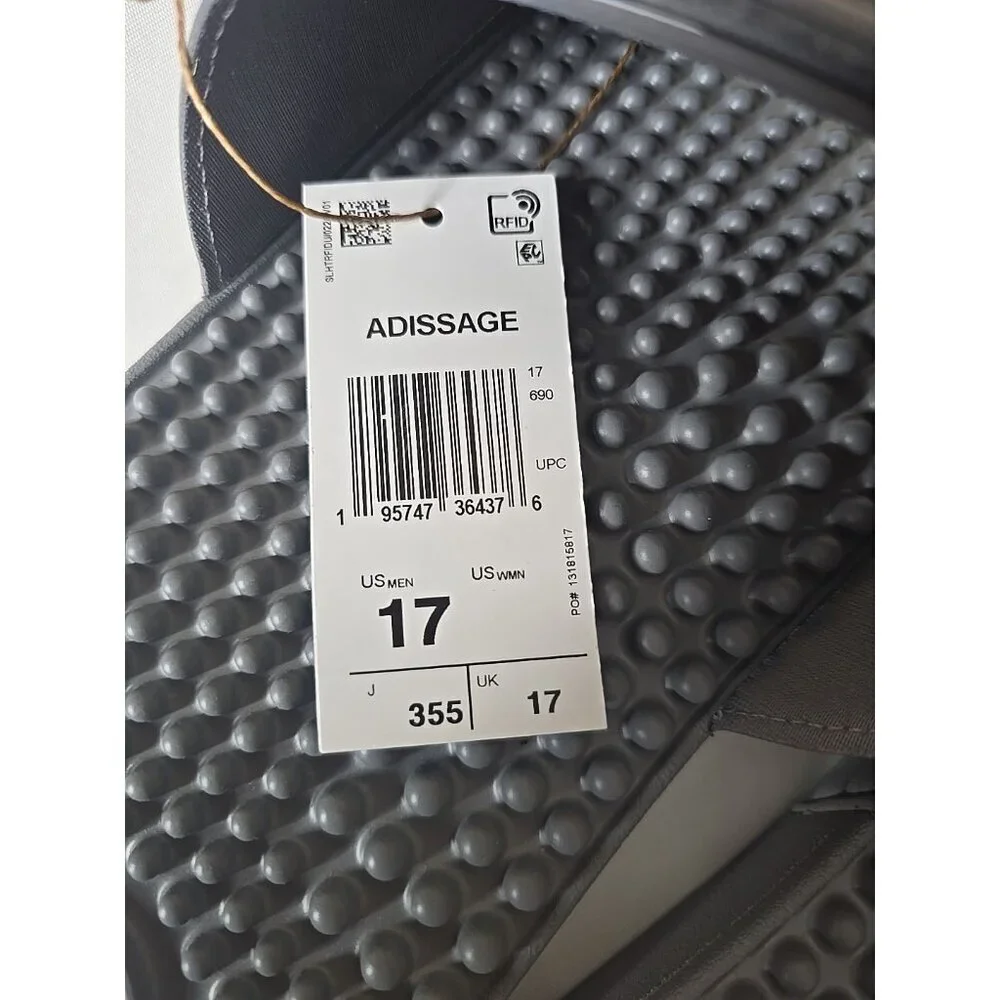 Adidas Adissage NIB Slides Sandal Grey & White Men's Size 17 New HQ4373
